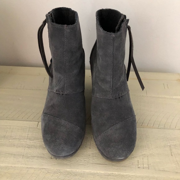 Toms Desert Wedge High Dark Grey Suede - Picture 2 of 9